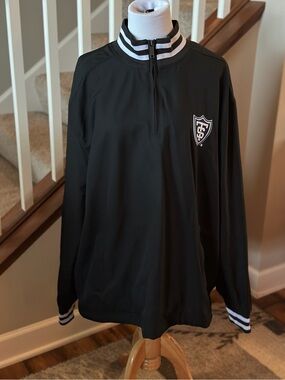UST Black Zip Pullover with White Stripe Detail - D1016